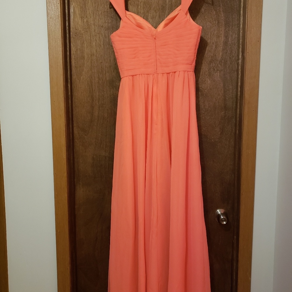 Tangerine orange bridesmaids dress